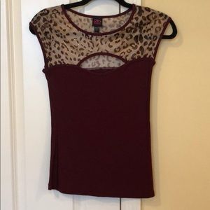Burgundy and leopard top from 2b bebe gently used
